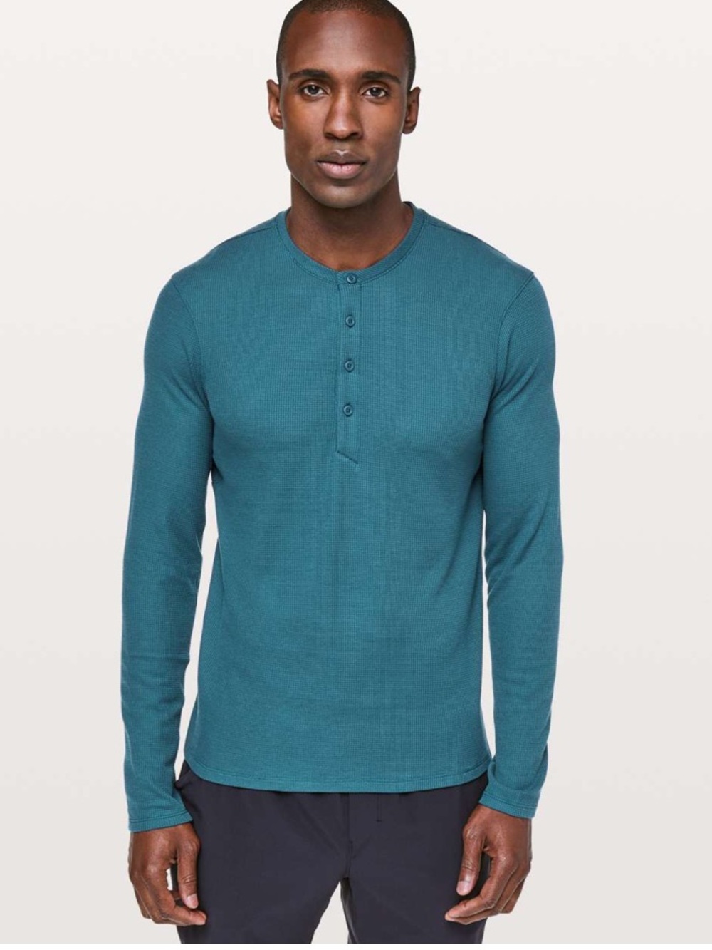 LULULEMON Men’s Long-Sleeve Henley in Teal Blue S